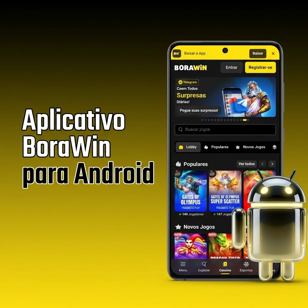 Aplicativo BoraWin para Android com apostas esportivas e jogos de cassino disponíveis gratuitamente pelo celular