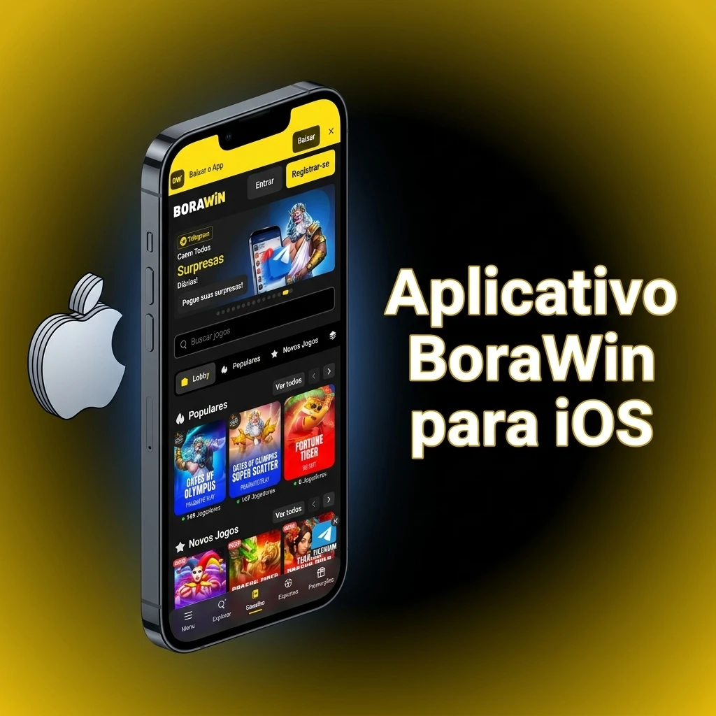 Aplicativo BoraWin para iOS disponível no iPhone e iPad com apostas esportivas, cassino ao vivo e pagamentos via Pix