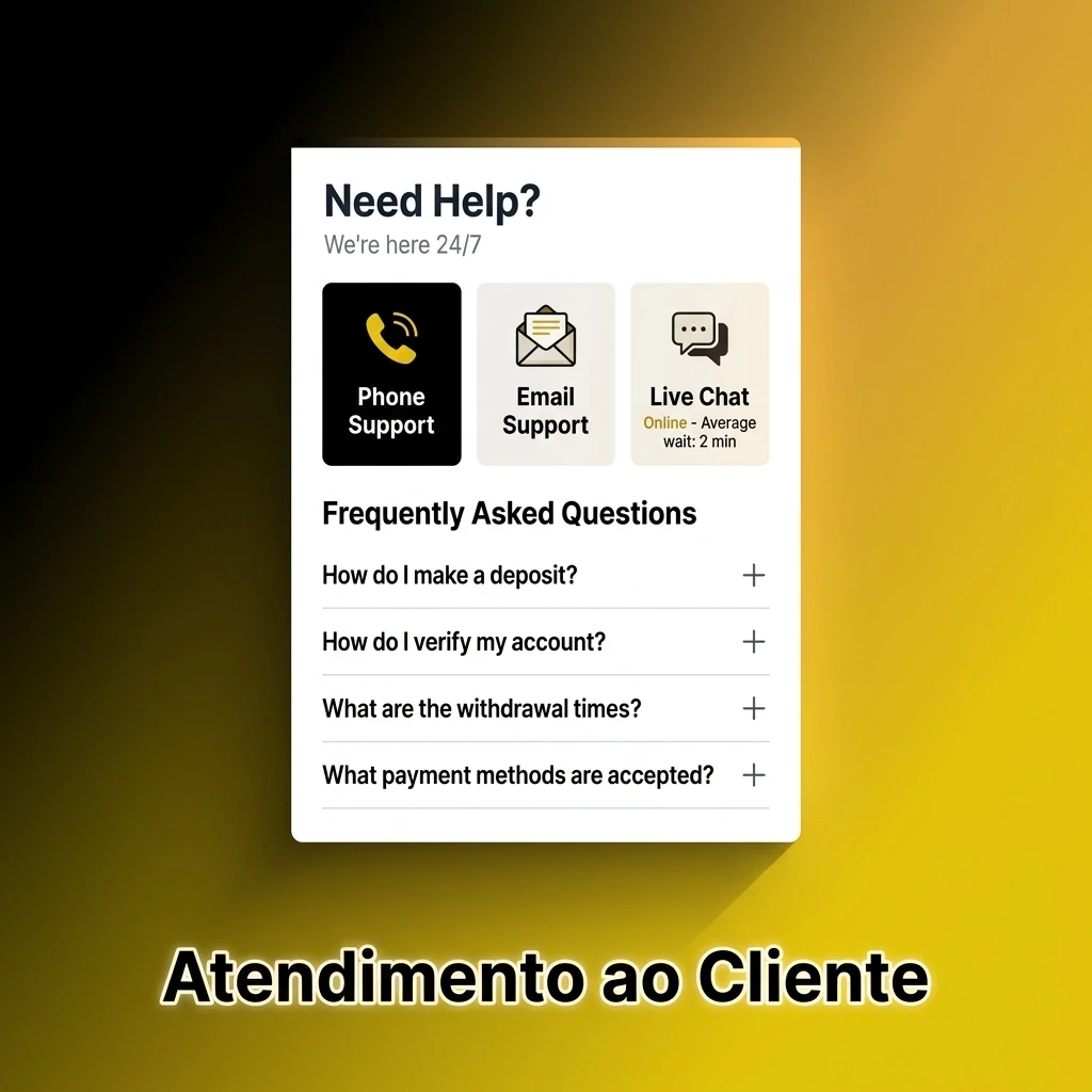 Atendimento ao cliente BoraWin disponível 24h por dia via chat ao vivo, e-mail e central de ajuda FAQ