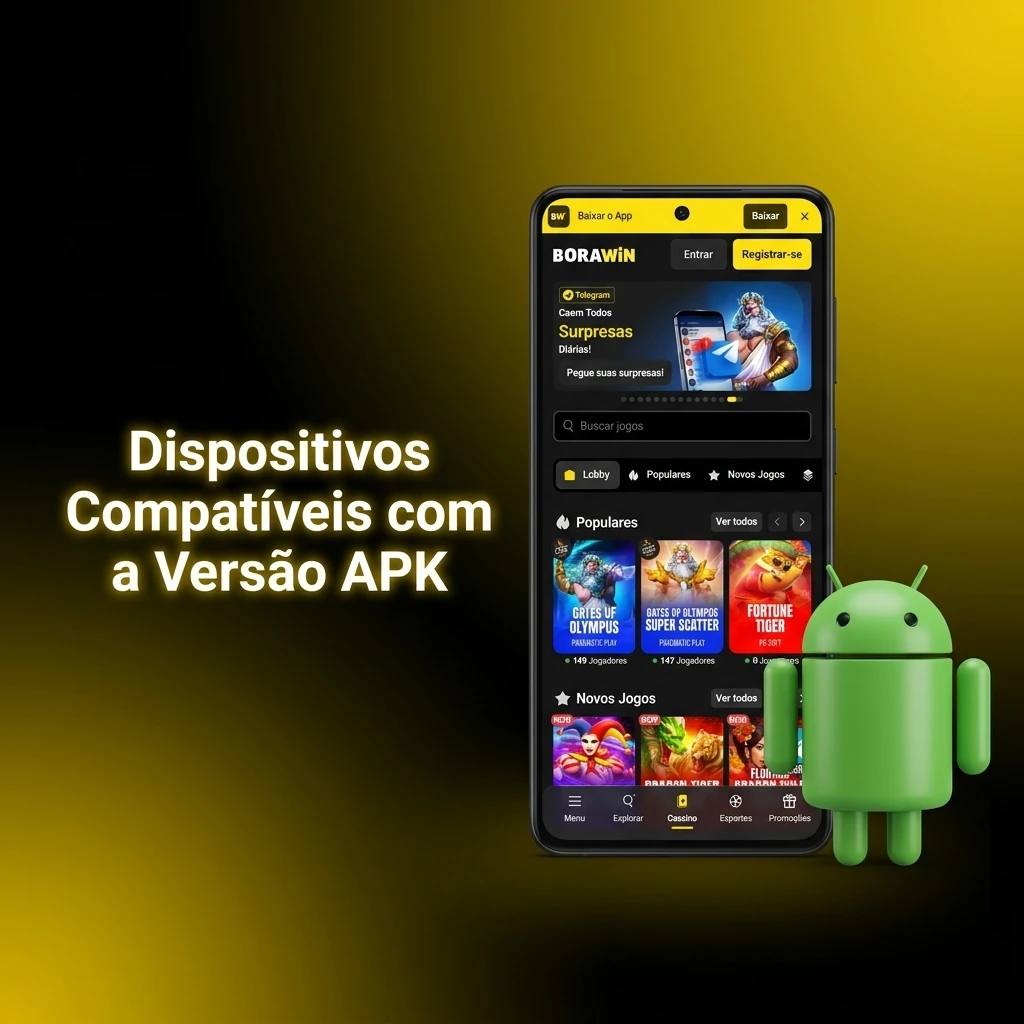 Lista de dispositivos Android compatíveis com o APK do BoraWin, incluindo Samsung, Xiaomi, Google Pixel e outros modelos.