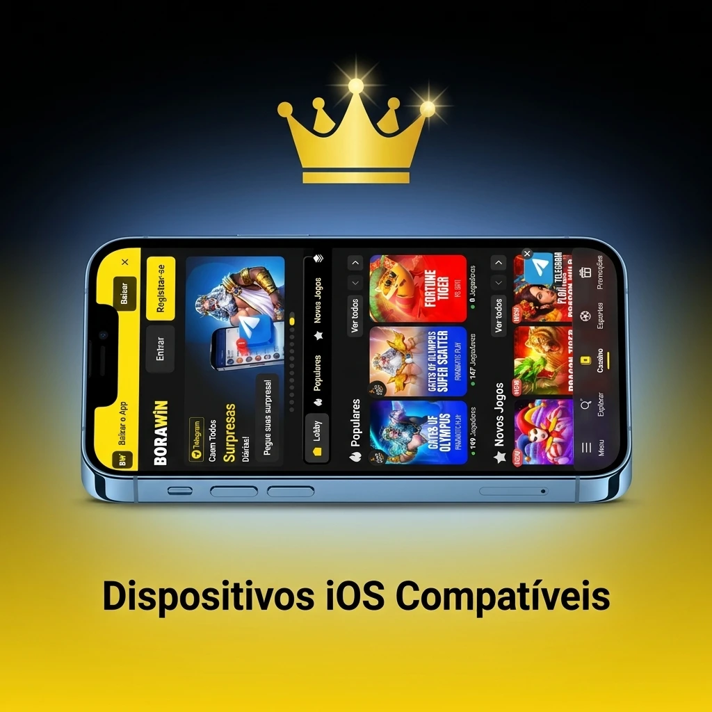 Dispositivos iOS compatíveis com o app BoraWin: iPhones X ao 15 e iPads Air e Pro suportados