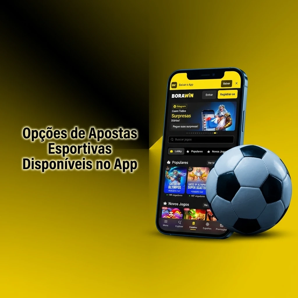 Opções de apostas esportivas no app BoraWin: futebol, basquete, tênis, MMA, eSports e mais