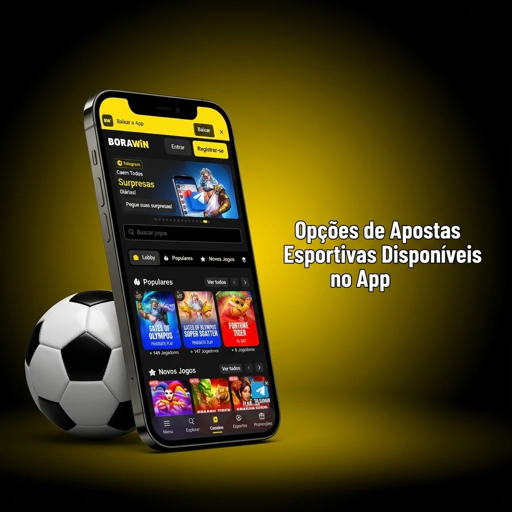 Opções de apostas esportivas no app BoraWin: futebol, basquete, tênis, MMA, e-sports e mais modalidades