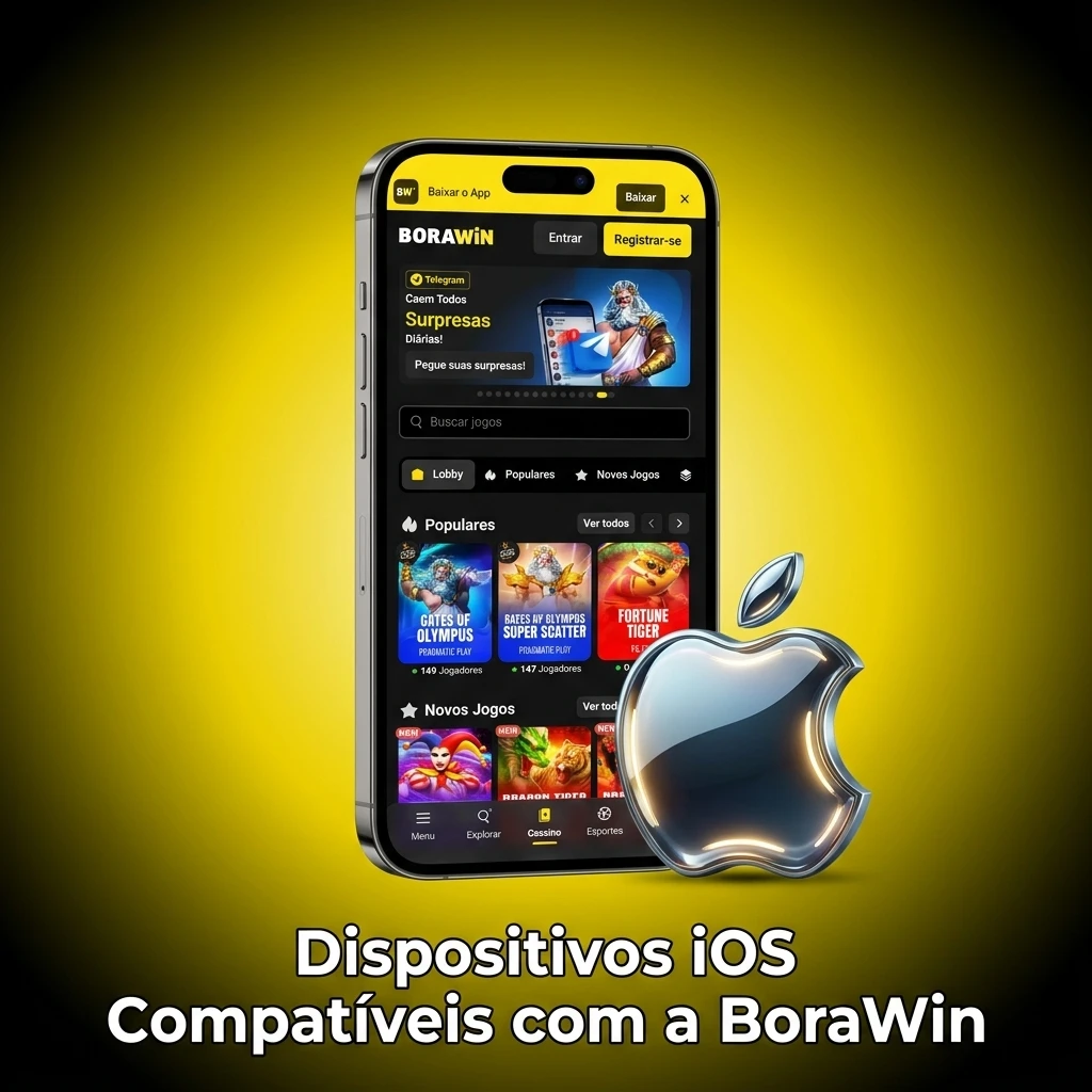 Dispositivos iOS compatíveis com a plataforma PWA da BoraWin, incluindo iPhones, iPads e iPod touch