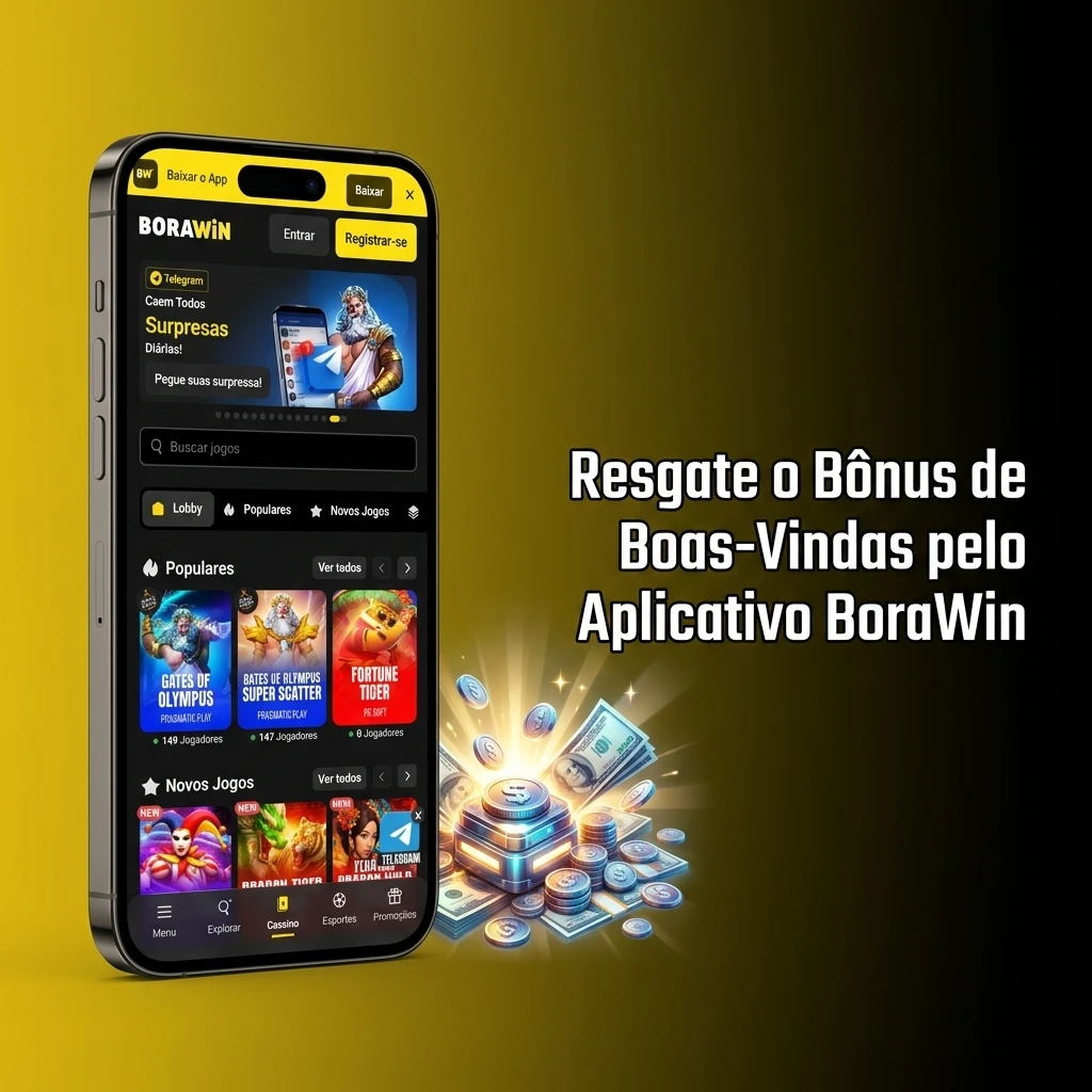 Resgate o bônus de boas-vindas pelo app BoraWin no Android ou iOS com depósito mínimo de R$20.