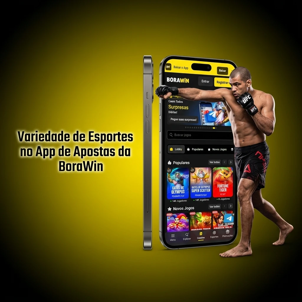 Variedade de esportes e eSports disponíveis para apostas no aplicativo da BoraWin ao vivo e pré-jogo