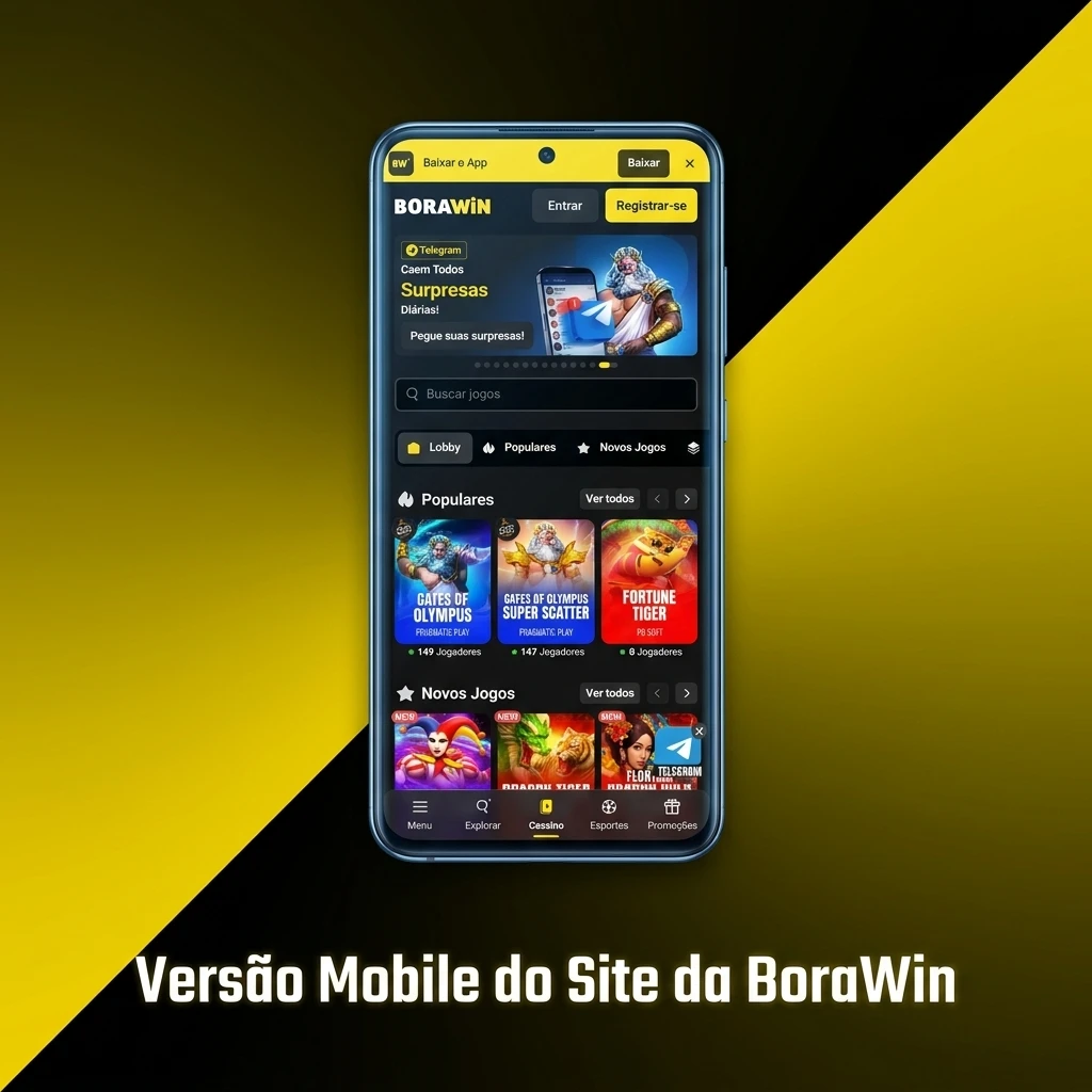 Site mobile da BoraWin acessível no navegador com apostas esportivas, cassino ao vivo e pagamentos via Pix